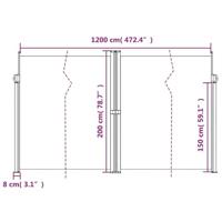 Windscherm uittrekbaar 200x1200 cm wit - thumbnail