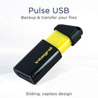 Integral Pulse USB 2.0 stick, 64 GB, zwart/geel - thumbnail