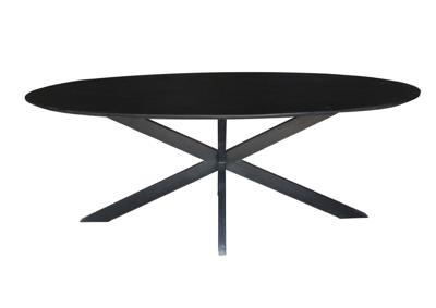 Sohome Ovale Eettafel 'Coco' Mangohout en staal, kleur Zwart, 210 x 100cm
