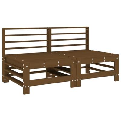 Tuinmiddenbanken 2 st massief grenenhout honingbruin - thumbnail