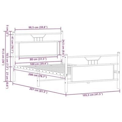 Bedframe zonder matras bewerkt hout bruin eikenkleur 100x200 cm Bedframe zonder matras bewerkt hout bruin eikenkleur 100x200 cm