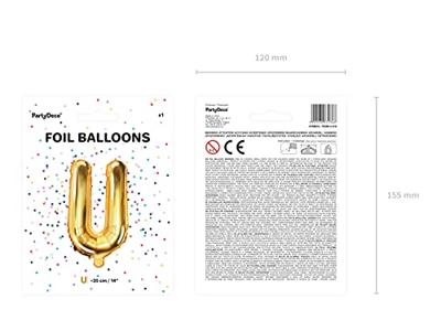 Folieballon Goud Letter &apos;U&apos; - 35cm