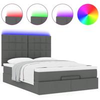 Ottoman bed met matras en LED's 140x200cm stof donkergrijs - thumbnail