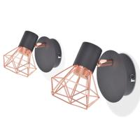 VidaXL Wandlamp e14 zwart en koper 2 st - thumbnail