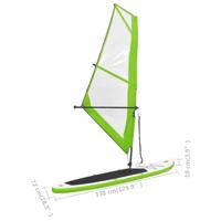 Stand Up Paddleboard opblaasbaar met zeilset groen en wit - thumbnail