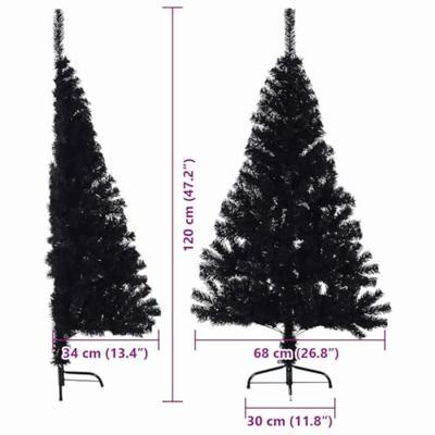 VidaXL Kunstmatig voorverlicht kerstboom met 150 led zwart 120 cm pvc