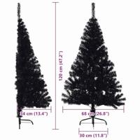 VidaXL Kunstmatig voorverlicht kerstboom met 150 led zwart 120 cm pvc - thumbnail