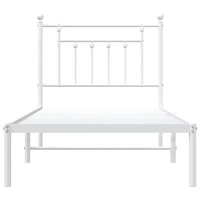 Bedframe met hoofdbord metaal wit 90x190 cm