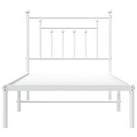 Bedframe met hoofdbord metaal wit 90x190 cm - thumbnail