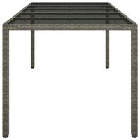 Tuintafel 250x100x75 cm gehard glas en poly rattan grijs - thumbnail