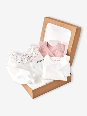 Babypakje 3-delige set in effen tricot vestje + babyslaappakje + body rozen