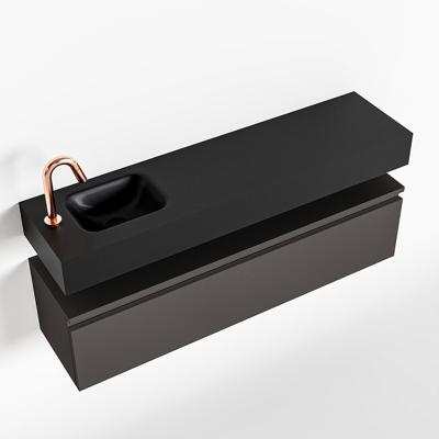 MONDIAZ ANDOR 120cm toiletmeubel dark grey. LEX 120cm wastafel urban links 1 kraangat