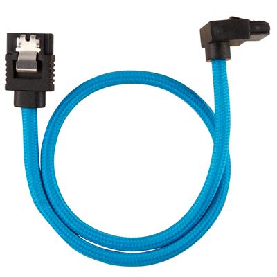 Corsair Premium SATA3-kabel, schuin/recht (6 Gbps, 30 cm, 90 graden), met ommanteling, blauw