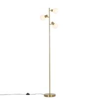 QAZQA Vloerlamp goud met opaal glas 3-lichts verstelbaar - Anouk - thumbnail