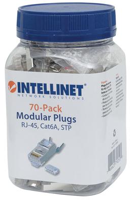 Intellinet Kabel Intellinet Cat6A modulaire RJ45-stekkers Pro Line (50 stuks) 790505 Krimpcontact Aantal polen (sensoren) 8P8C Zilver 50 stuk(s)