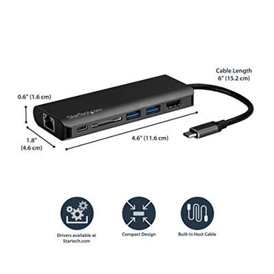 StarTech.com USB-C multiport adapter SD kaartlezer Power Delivery 4K HDMI GbE 2x USB 3.0