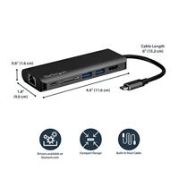 StarTech.com USB-C multiport adapter SD kaartlezer Power Delivery 4K HDMI GbE 2x USB 3.0 - thumbnail