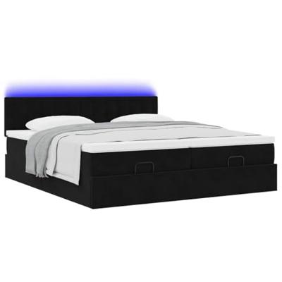 Ottoman bed met matrassen en LED's 180x200cm fluweel zwart