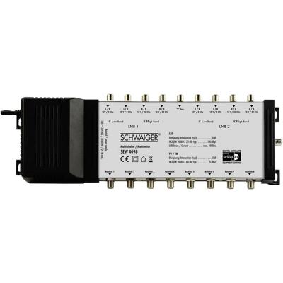 Schwaiger SEW4098 Satelliet multiswitch Ingangen (satelliet): 9 (8 satelliet / 1 terrestrisch) Aantal gebruikers: 8 Schwaiger SEW4098 Satelliet multiswitch Ingangen (satelliet): 9 (8 satelliet / 1 terrestrisch) Aantal gebruikers: 8