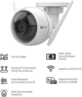 Ezviz C3Wn Bewakingscamera, 1080P Wifi, Bewegingsdetectie, Wit