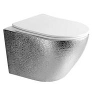 Best Design Wandcloset Royal-Zilver 49 Rimfree Inclusief Zitting Glans Wit/Zilver - thumbnail