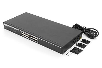 DIGITUS Gigabit Ethernet Network Switch - 19 Inch - 16 Ports - Auto MDI/MDI-X - Half/Full Duplex - Zwart