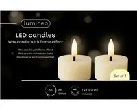 Lumineo ledtheelicht d4h5cm 2st creme - thumbnail