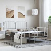 Bedframe met hoofd- en voeteneinde metaal wit 135x190 cm - thumbnail