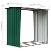 Haardhoutschuur 172x91x154 cm gegalvaniseerd staal groen - thumbnail