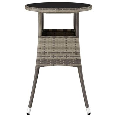 Tuintafel Ø60x75 cm gehard glas en poly rattan grijs - thumbnail