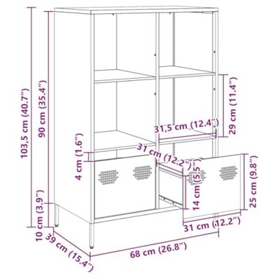 Hoge kast 68x39x103,5 cm staal antracietkleurig