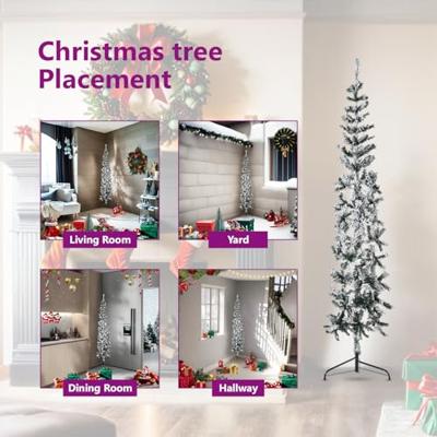 VidaXL Kunstkerstboom half met sneeuw smal 210 cm