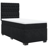 Boxspring met matras fluweel zwart 90x190 cm - thumbnail