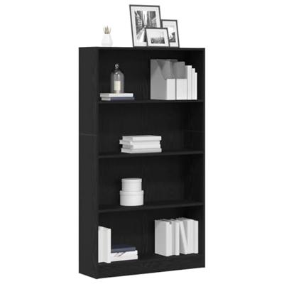 Boekenkast 4-laags 80x24x143 cm spaanplaat zwart eikenkleurig