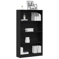 Boekenkast 4-laags 80x24x143 cm spaanplaat zwart eikenkleurig - thumbnail