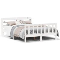 Bedframe zonder matras massief grenenhout wit 140x190 cm - thumbnail