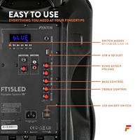 Fenton FT15LED draagbare, actieve 800W PA-speaker - thumbnail
