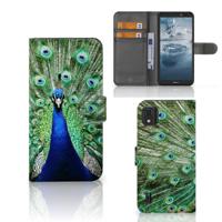 Nokia C2 2nd Edition | Telefoonhoesje | Met pasjeshouder | Pauw - thumbnail