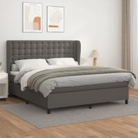 Boxspring met matras kunstleer grijs 160x200 cm - thumbnail