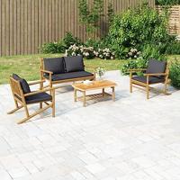 4-delige Loungeset met kussens bamboe donkergrijs - thumbnail