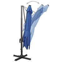 VidaXL Zweefparasol met paal en led-verlichting 300 cm azuurblauw - thumbnail