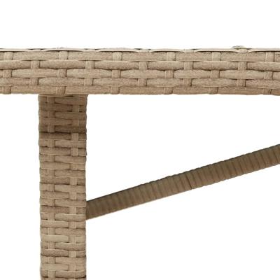 Tuintafel met glazen blad 190x80x75 cm poly rattan beige - thumbnail