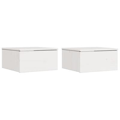 Nachtkastje 2 pcs Wit 37 x 35 x 18,5 cm Massief grenenhout