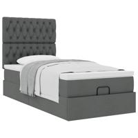 Ottoman bed met matras 80x200cm stof donkergrijs - thumbnail