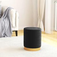 Hocker met opbergruimte rond fluweel 31 x 37 cm zwart - thumbnail