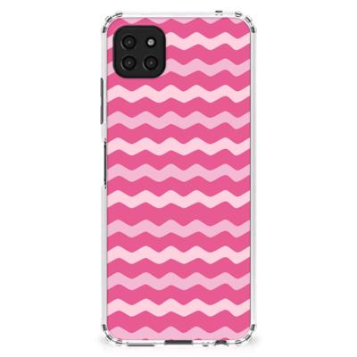 Samsung Galaxy A22 5G Doorzichtige Silicone Hoesje Waves Pink Samsung Galaxy A22 5G Doorzichtige Silicone Hoesje Waves Pink