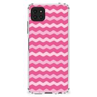 Samsung Galaxy A22 5G Doorzichtige Silicone Hoesje Waves Pink - thumbnail