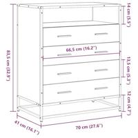 Ladekast 70x41x83,5 cm bewerkt hout sonoma eikenkleurig - thumbnail
