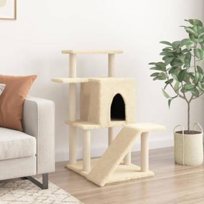 VidaXL Kattenmeubel met sisal krabpalen 97 cm crèmekleurig - thumbnail
