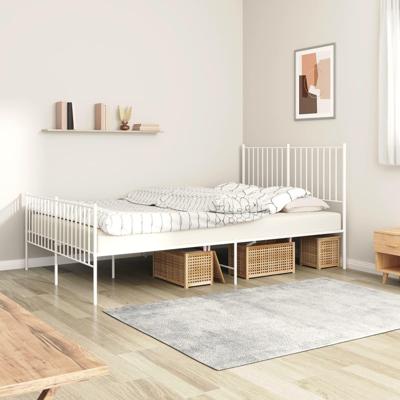 Bedframe met hoofd- en voeteneinde metaal wit 135x190 cm